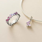 Enamel Connected Butterflies Ring