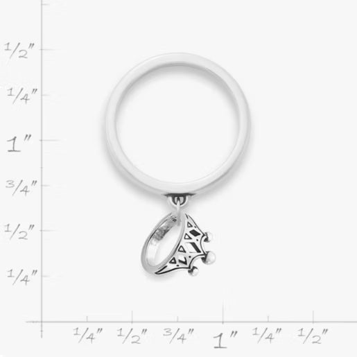 Tiny Tiara Charm Dangle Ring