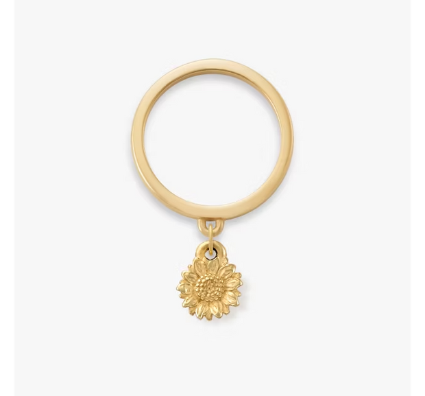 Mini Sunflower Charm Dangle Ring