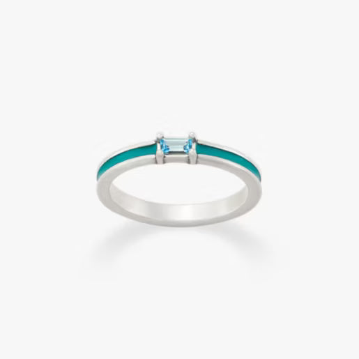 Enamel Gemstone Stacker Ring